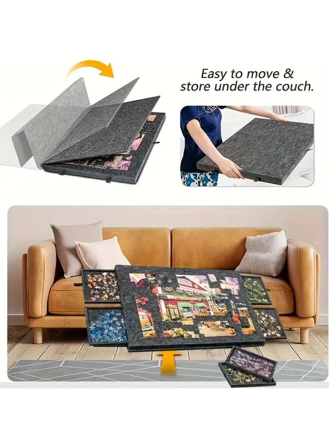 طاولة بانوراما دوارة باللون الأسود، تحتوي على 6 أدراج، تتسع لـ1000 لغز، بسطح متين غير قابل للانزلاق - Image 5