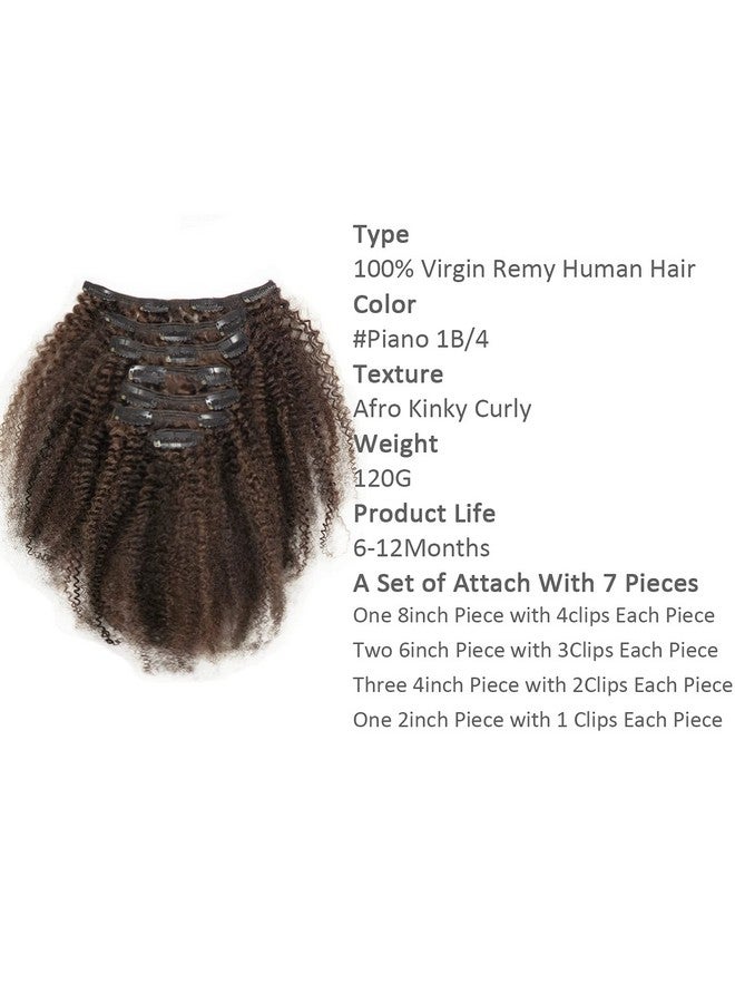 Lacer Hair Short Length Clips in Hair Extensions Afro Kinky Curly Human Hair Extensions for Black Women Piano Natural Black Mixed with Dark Brown 4B 4C Hair 120g Double Weft P#1B/4 AC 10 Inch - Image 3