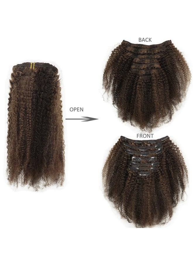 Lacer Hair Short Length Clips in Hair Extensions Afro Kinky Curly Human Hair Extensions for Black Women Piano Natural Black Mixed with Dark Brown 4B 4C Hair 120g Double Weft P#1B/4 AC 10 Inch - Image 4