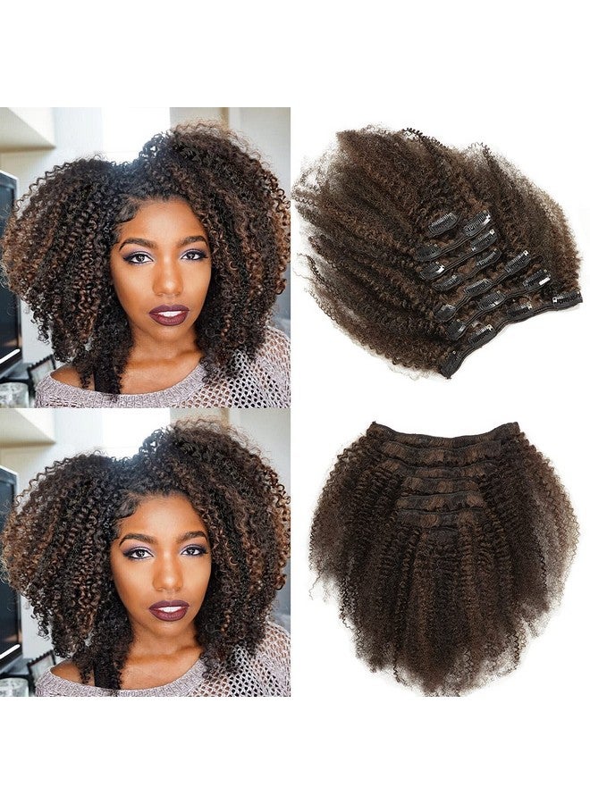 Lacer Hair Short Length Clips in Hair Extensions Afro Kinky Curly Human Hair Extensions for Black Women Piano Natural Black Mixed with Dark Brown 4B 4C Hair 120g Double Weft P#1B/4 AC 10 Inch - Image 1