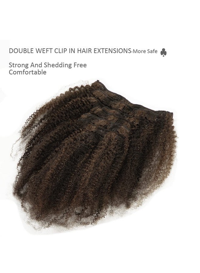 Lacer Hair Short Length Clips in Hair Extensions Afro Kinky Curly Human Hair Extensions for Black Women Piano Natural Black Mixed with Dark Brown 4B 4C Hair 120g Double Weft P#1B/4 AC 10 Inch - Image 5