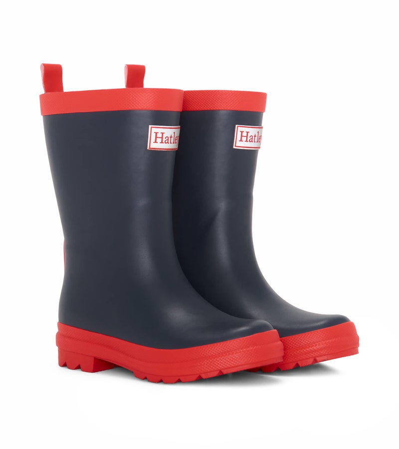 Hatley Kid's Classic Wellington Rain Boots Blue Navy & Red, 32 EU - Image 2
