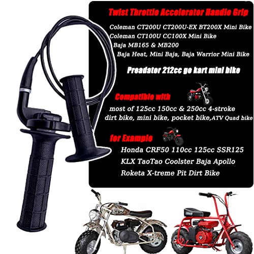 Aniro Moto Throttle Cable and Throttle Handle For 7/8" 50 90 110 CC 150cc 250cc Mini Bike ATV Quad Compatible with Coleman Powersports 196cc CT200U CT200U-EX Trail 200 & Baja Mb165 Mb200 SSR125 Mini Dirt Bike - Image 2