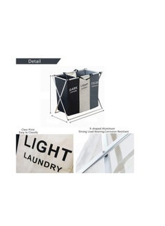 HotsUAE HotsUAE 135L Foldable Laundry Basket Cloth Hamper Sorter Basket 3 Sections With Aluminum Frame 68×60×38Cm  - Image 2