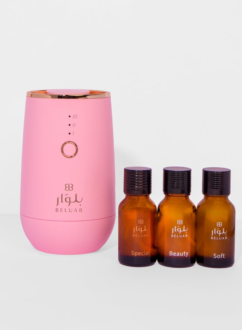 Beluar Car and room freshener device, pink, 15 ml, three different fragrance levels + 3 free essential oils with the device.. - Image 4