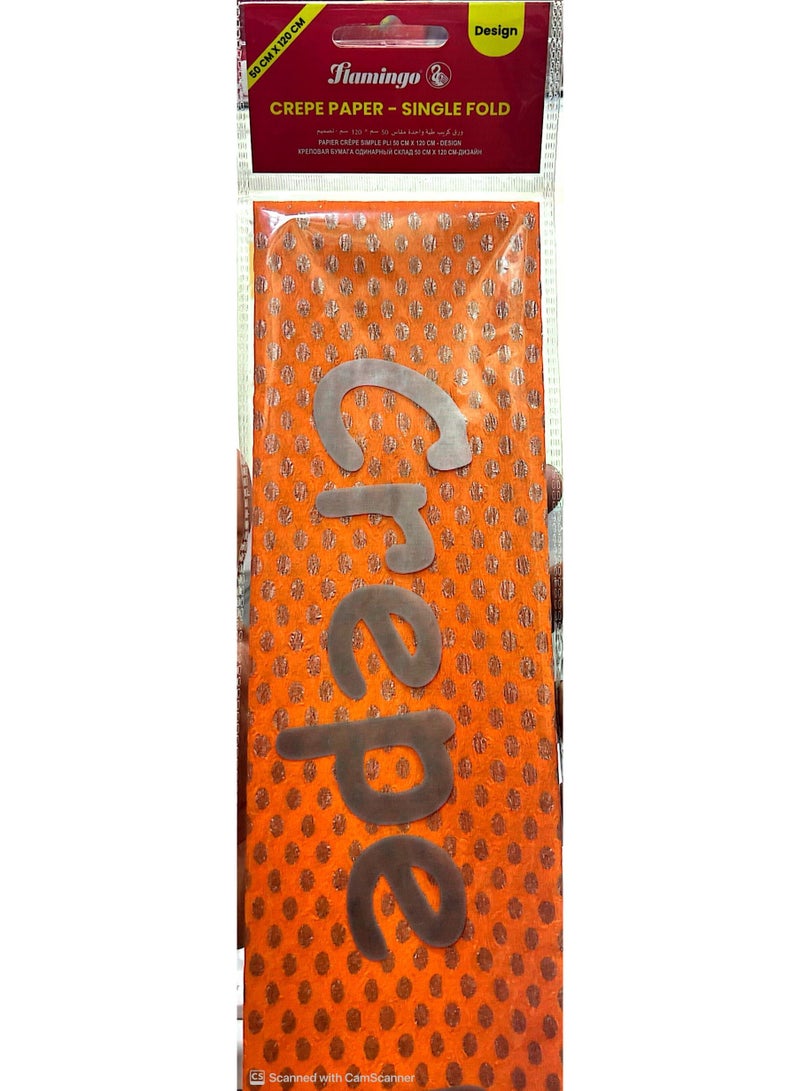 Flamingo Crepe Design Paper Single Fold 50X120cm Orange Colour