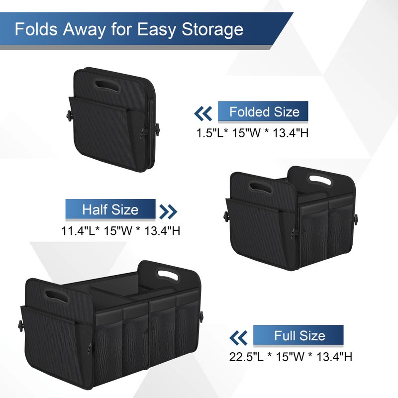 Femuar Car Trunk Organizer with 72L Large Capacity Waterproof Collapsible and 11 Pockets, Trunk Organizer for Car SUV/Jeep/Sedan, Large Size, Grey - Image 5
