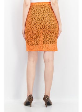LASULA Women Pull On Eyelet Mini Skirt, Orange  - Image 4