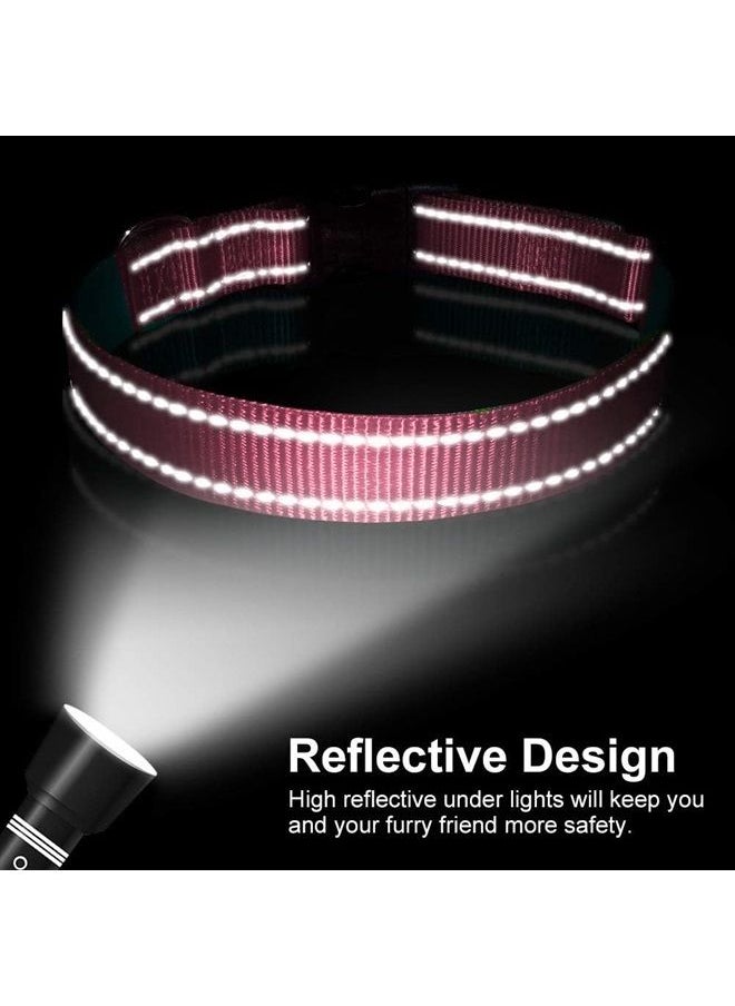 BOOMIBOO - Reflective Dog Collar with Buckle Adjustable Safety Nylon Collars for Small Medium Large Dogs, Light Pink XS - Image 1