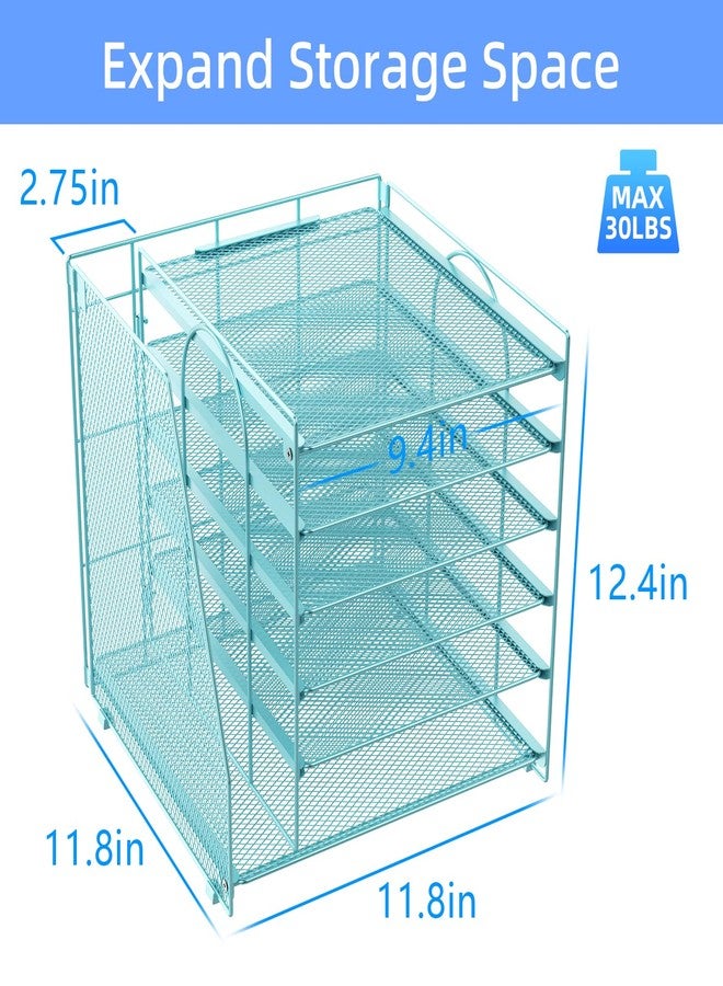 gianotter Desk Organizers and Accessories, 6-Tier Paper Organizer with Magazine Rack, File Organizer for Desk, Office Desk Accessories & Workspace (Blue) - Image 5