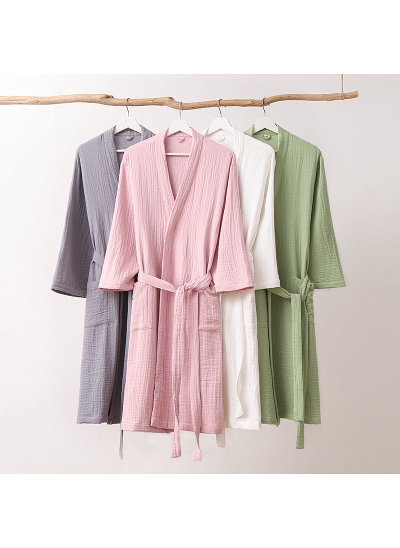 Generic Pure Cotton Soft Skin-Friendly Bathrobe Light green green fruit collar (6 layers of gauze) 