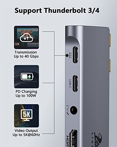 LIONWEI USB C Hub Adapter for MacBook Pro/Air M1M2M3 2022 2021 2020 13"15"16",Multiport MacBook Adapter MacBook Accessories with 4K HDMI,3USB3.0,Audio,100W Thunderbolt-Enabled USB-C,Support MagSafe 3 Charging - Image 3