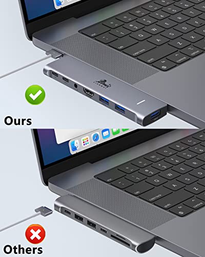 LIONWEI USB C Hub Adapter for MacBook Pro/Air M1M2M3 2022 2021 2020 13"15"16",Multiport MacBook Adapter MacBook Accessories with 4K HDMI,3USB3.0,Audio,100W Thunderbolt-Enabled USB-C,Support MagSafe 3 Charging - Image 2