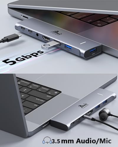 LIONWEI USB C Hub Adapter for MacBook Pro/Air M1M2M3 2022 2021 2020 13"15"16",Multiport MacBook Adapter MacBook Accessories with 4K HDMI,3USB3.0,Audio,100W Thunderbolt-Enabled USB-C,Support MagSafe 3 Charging - Image 5