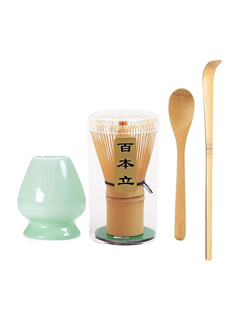 Generic - Handcrafted Bamboo Matcha Whisk Set with Ceramic Whisk Holder and Tea Scoop, for Perfect Traditional Matcha Tea Drinking Experience (Matcha Whisk Set of 4) - Image 1