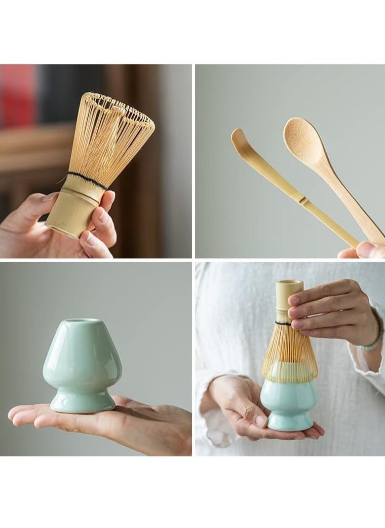 Generic - Handcrafted Bamboo Matcha Whisk Set with Ceramic Whisk Holder and Tea Scoop, for Perfect Traditional Matcha Tea Drinking Experience (Matcha Whisk Set of 4) - Image 1