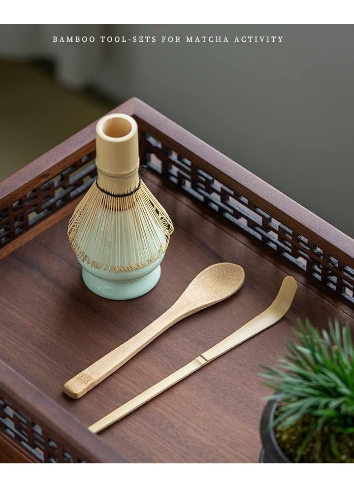 Generic - Handcrafted Bamboo Matcha Whisk Set with Ceramic Whisk Holder and Tea Scoop, for Perfect Traditional Matcha Tea Drinking Experience (Matcha Whisk Set of 4) - Image 1