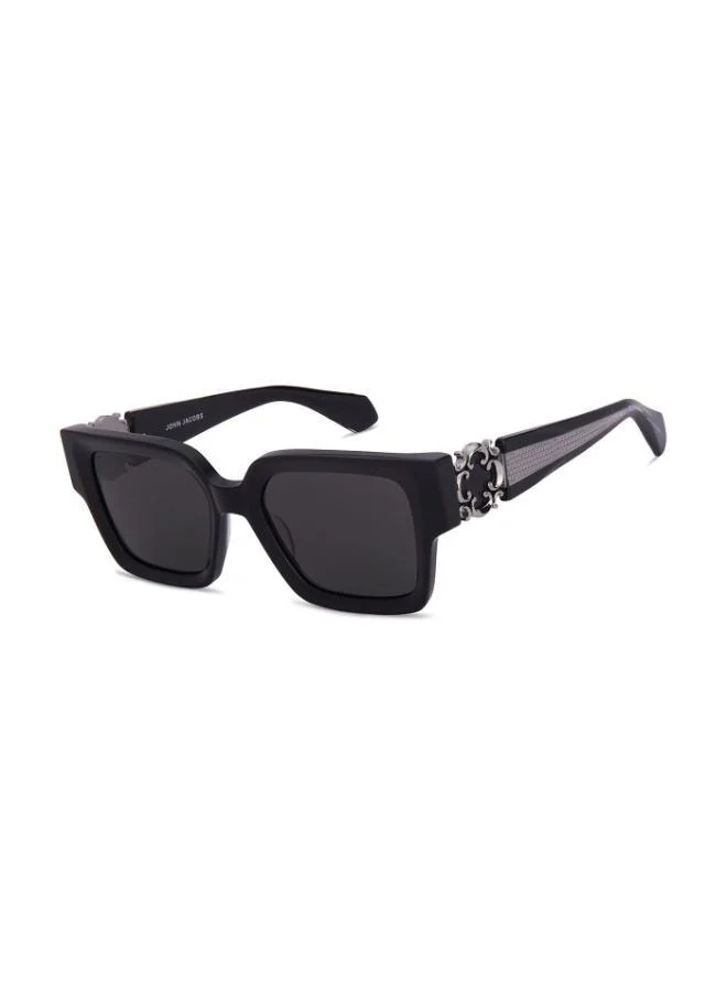 جون جاكوبس نظارات شمسية رجالية ونسائية من جون جاكوبس، إطار مربع كامل، أنيقة وعصرية، حماية % من الأشعة فوق البنفسجية، لون أسود ورمادي