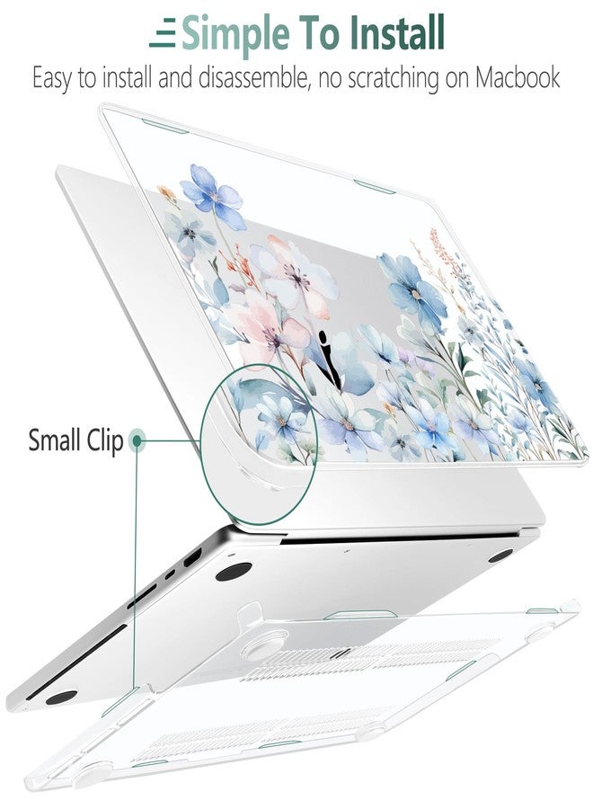 DONGKE Case for M5 MacBook Pro 14 inch 2025 2024-2021 M4 M3 M2 M1, Plastic Hard Shell Cover Compatible with A3434 A3112 A3401 A3185 A2992 A2779 A2442, Retina XDR Display & Touch ID, Blue Flowers - Image 4