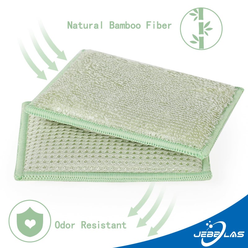 Jebblas Bamboo Natural Absorbent Sponges Kitchen Cleaning Sponges Reusable Dish Washing Sponges Beige (8 Pack) - Image 4