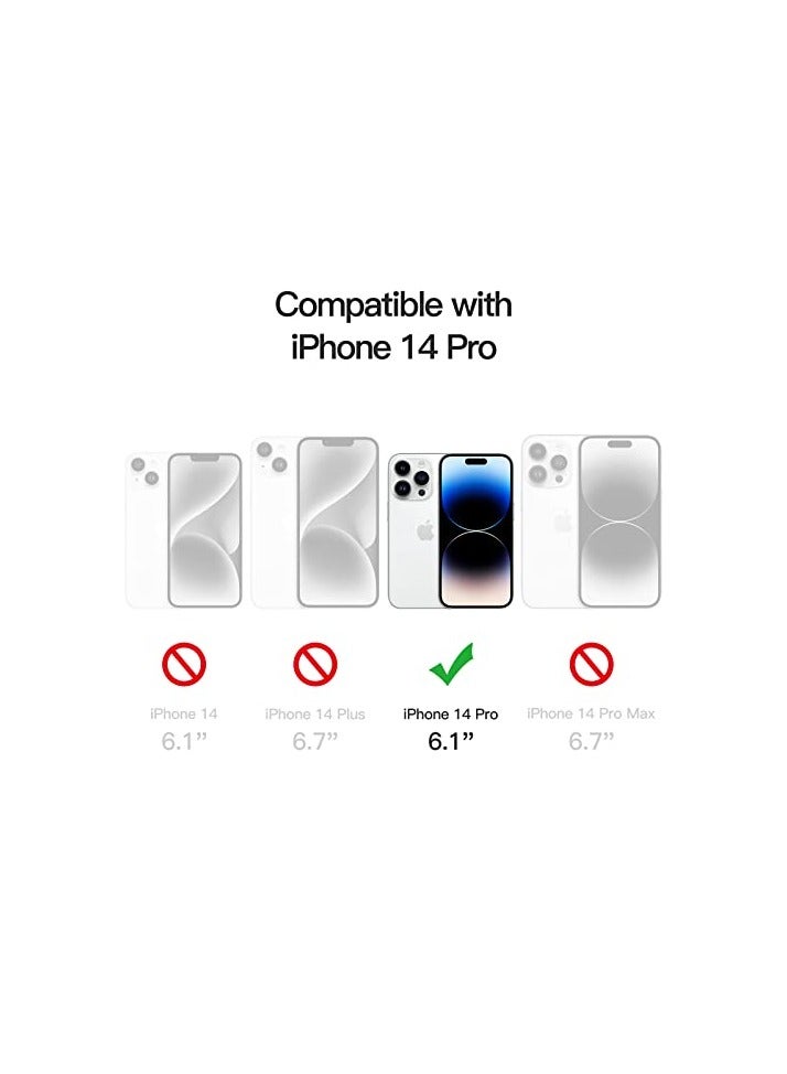 جي تيك حافظة JETech 5 في 1 لهاتف iPhone 14 Pro مقاس 6.1 بوصة، مع واقي شاشة وحامي عدسة الكاميرا، وغطاء هاتف مقاوم للصدمات غير أصفر، وطبقة زجاجية مقسى كاملة التغطية (شفاف) - Image 2