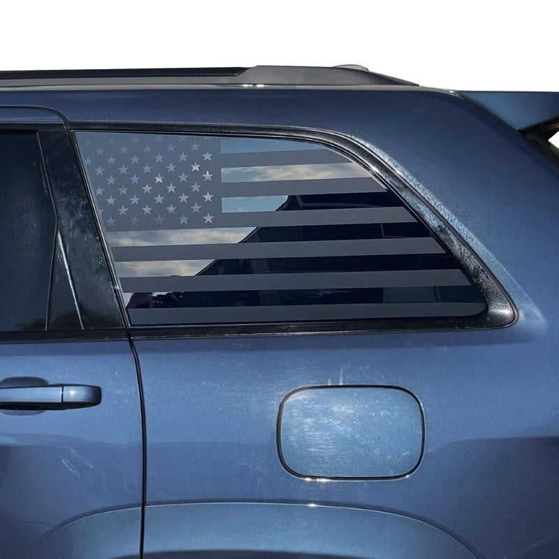 Zxiaochun Rear Side Window American Flag Decal Compatible with 2011-2015 2016 2017 2018 2019 2020 2021 Jeep Grand Cherokee Accessories, Precut Back Side Window USA Flag Vinyl Sticker(Matte Black) - Image 1