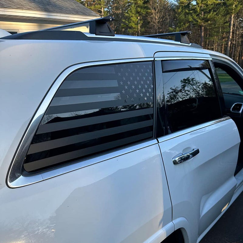 Zxiaochun Rear Side Window American Flag Decal Compatible with 2011-2015 2016 2017 2018 2019 2020 2021 Jeep Grand Cherokee Accessories, Precut Back Side Window USA Flag Vinyl Sticker(Matte Black) - Image 4