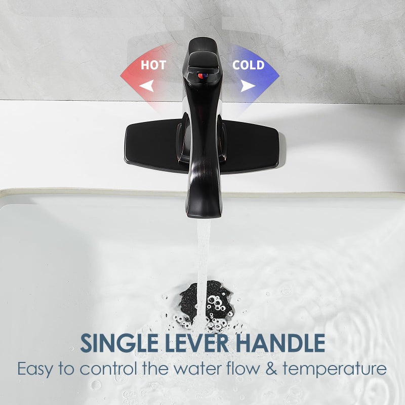 SANLIV Oil Rubbed Bronze Bathroom Faucet, Sanliv Single Handle Centerset Bathroom Sink Faucet with Pop-Up Drain & Deck Plate for 1 or 3-Hole (4 inch) Installation, Bronze Vanity Faucet, ORB - Image 5