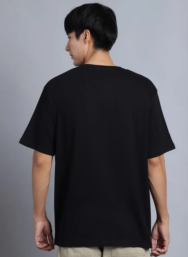 Styli Men Black Oversized Graphic Print T-Shirt By Door74