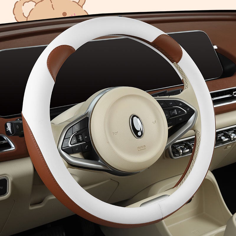 Car Steering Wheel Cover Fashion Handlebar Cover Suitable For Men And Women Four Seasons Universal Non-Slip Leather Trendy Personalized Handlebar Cover High-End - Image 2
