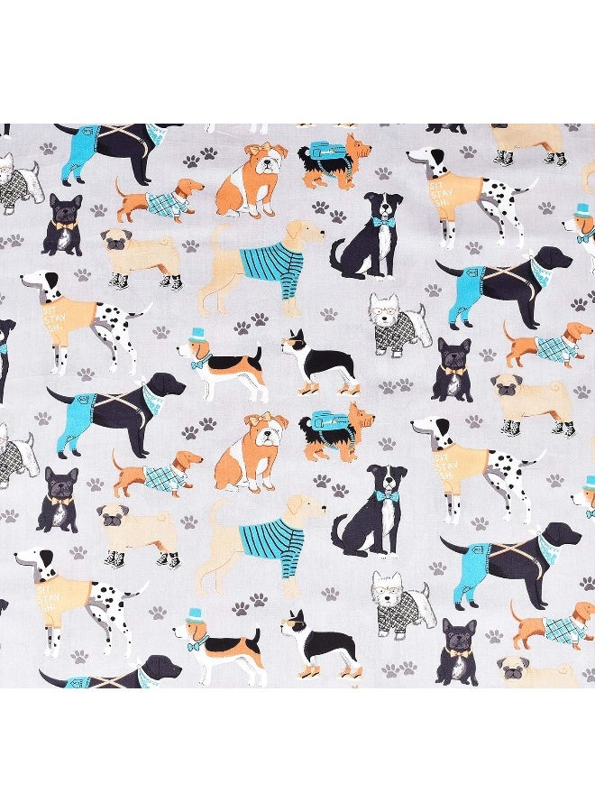 J-pinno Dogs Puppy Twin Sheet Set for Kids Boy Children, 100% Cotton, Flat Sheet + Fitted Sheet + Pillowcase Bedding Set - Image 1