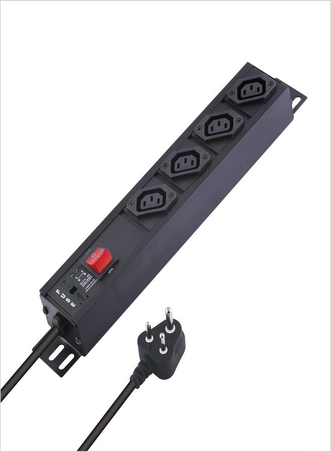 MX 4 Outlet 10 AMP IEC 320 C13 Socket Power Strip Extension Board with Built in Fuse Master Switch Wall Mount Heavy Duty 1.5m Power Cord - Image 1
