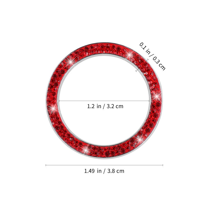 2PCS Car Ignition Button Ring Sticker Engine Start Stop Button Ring Decal Crystal Bling Rhinestone Car Decor Accessories (Red) - Image 2