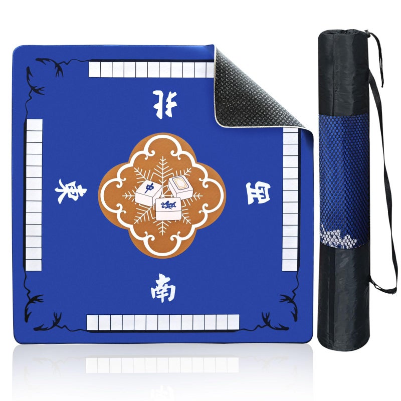 plzzree 315x315 Mahjong mat for Table Mah Jong Table Cover with Storage Bag Anti Slip and Noise Reduction Poker Card Board Tile Games Mat Blue - Image 3