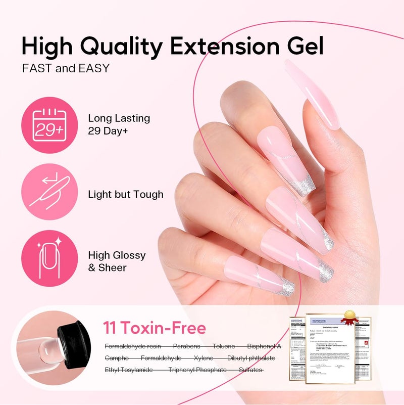 morovan Poly Gel Nail Kit for Beginners: 15 Colors Gel Extension Nail Kit with U V Light for Starters with Everything DIY Nail Art Design at Home Christmas Gift for Women Girls - Image 4