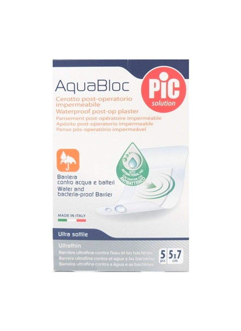 PIC Aquabloc Waterproof Post Op Plasters 5 cm x 7 cm, Pack Of 5 