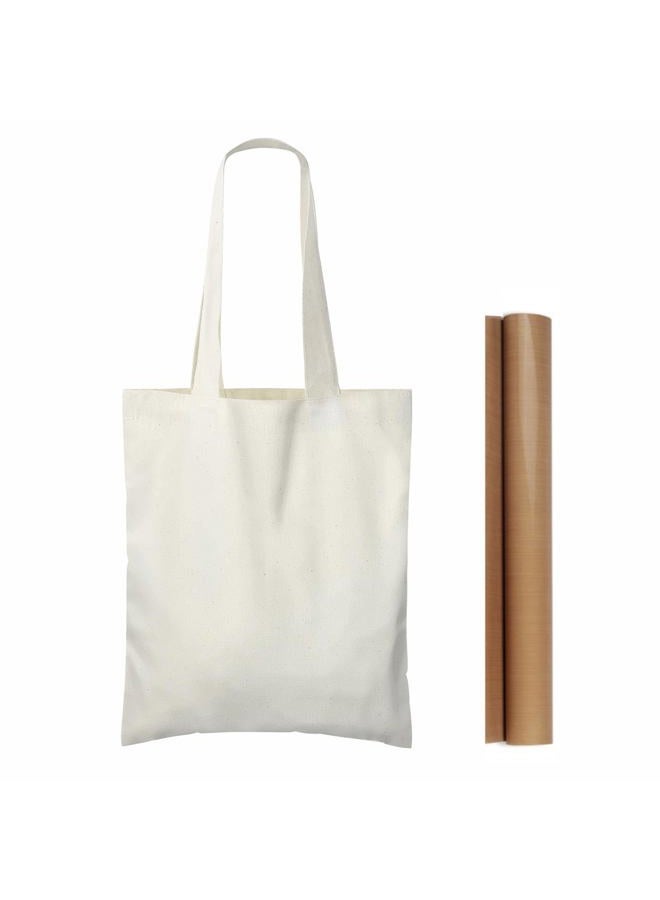 NPBAG 25 Pack 8.2'' X 10'' Mini Natural Cotton Tote Bags, Small Lightweight Blank Bulk Cloth Bags with 1pc of PTFE Teflon Sheet - Perfect for Parties Holidays - Image 1