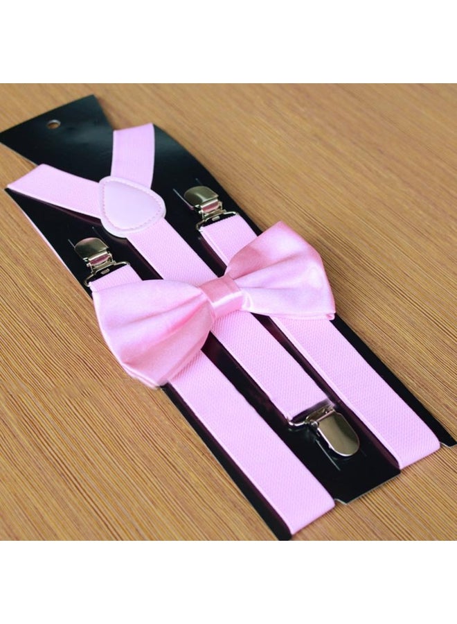 Y-Shape Suspenders Bow Tie Adjustable Men Braces Fancy Costume solid color