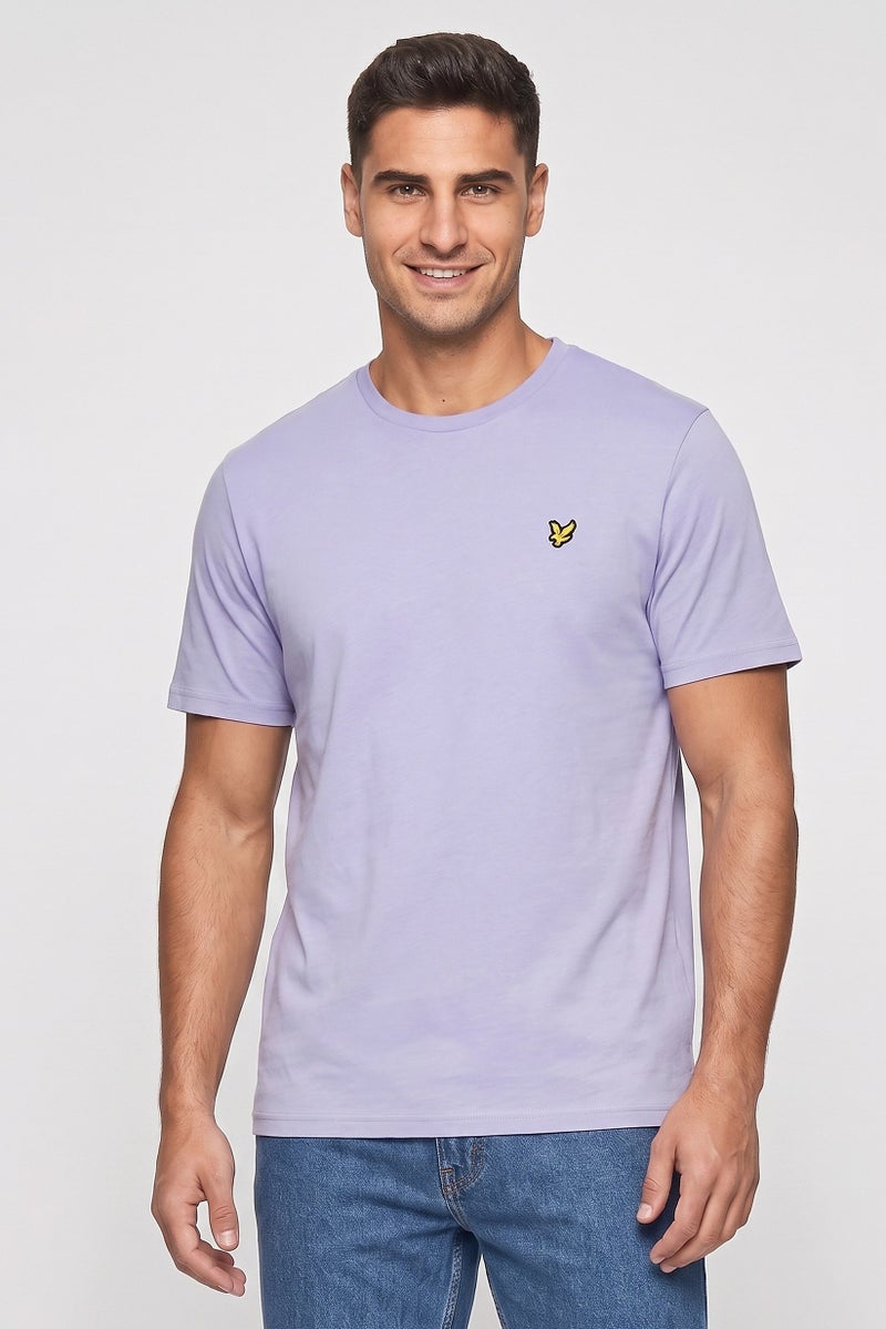 Lyle & Scott Men Crew Neck Short Sleeve Embroidered Logo T-Shirt, Lavender - Image 1