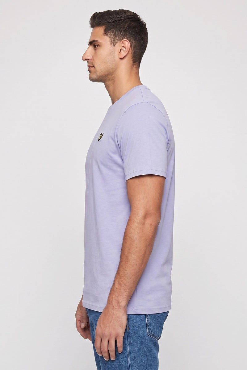 Lyle & Scott Men Crew Neck Short Sleeve Embroidered Logo T-Shirt, Lavender - Image 3