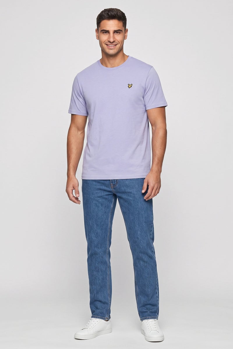 Lyle & Scott Men Crew Neck Short Sleeve Embroidered Logo T-Shirt, Lavender - Image 2