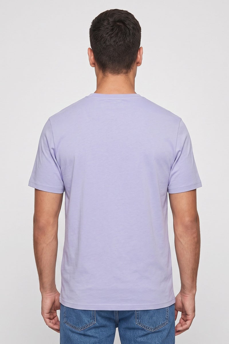 Lyle & Scott Men Crew Neck Short Sleeve Embroidered Logo T-Shirt, Lavender - Image 4