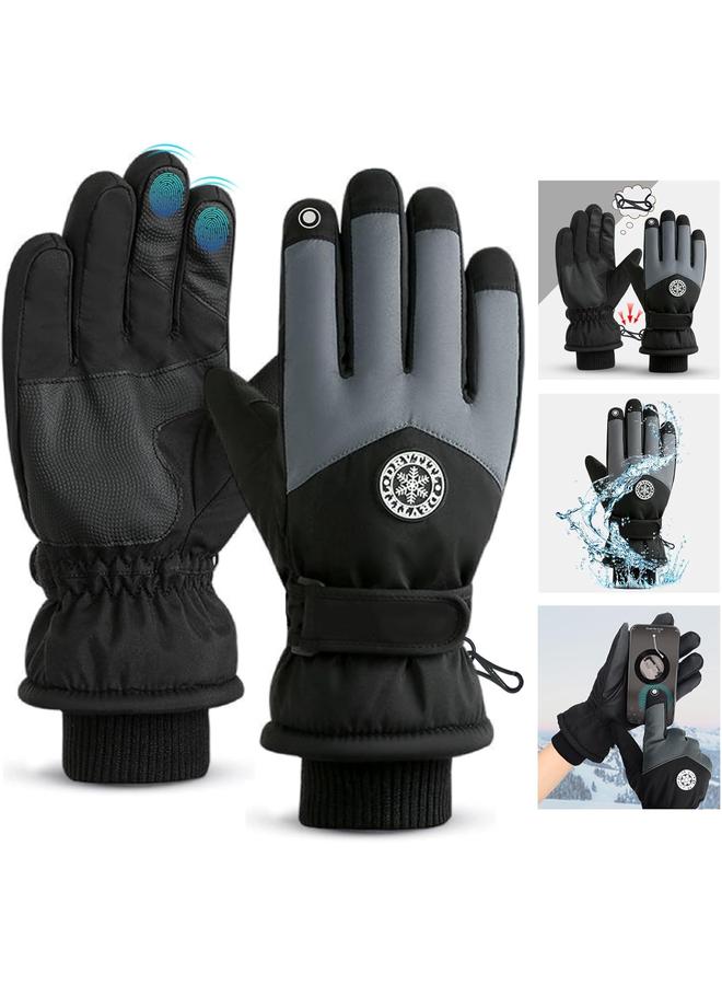 KOWVOWZ Winter Ski Gloves, Waterproof and Windproof Touchscreen Snow Gloves, Warm Anti-Slip Touchscreen Gloves, Thermal Protection for Cold Weather Skiing Snowboarding Running and Cycling