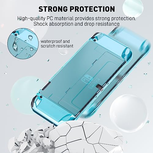 FANPL Improved Version Dockable Clear Case for Nintendo Switch OLED 2021 Protective Case Cover for Switch OLED and Joy Con Controller Strong and Durable Not Easy to Fall Off Blue - Image 3