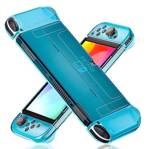 FANPL Improved Version Dockable Clear Case for Nintendo Switch OLED 2021 Protective Case Cover for Switch OLED and Joy Con Controller Strong and Durable Not Easy to Fall Off Blue - Image 1