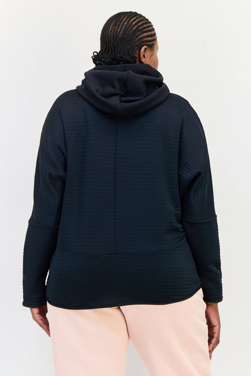 Adidas Women Plus Size Long Sleeve Outdoor Sweatshirt, Black - Image 3