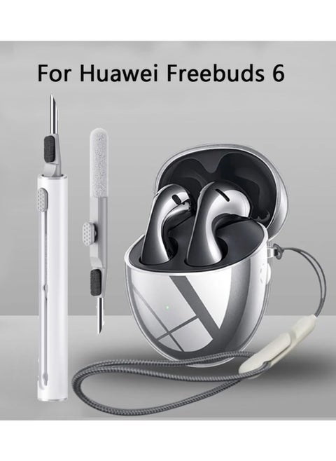 Transparent Case for Huawei FreeBuds 6 Soft TPU Protector Cover Shell with Lanyard&Cleaning tool