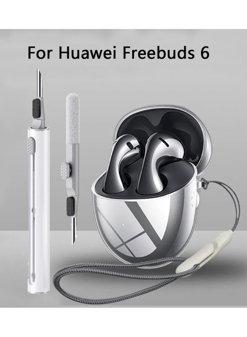 Transparent Case for Huawei FreeBuds 6 Soft TPU Protector Cover Shell with Lanyard&Cleaning tool  - Image 1