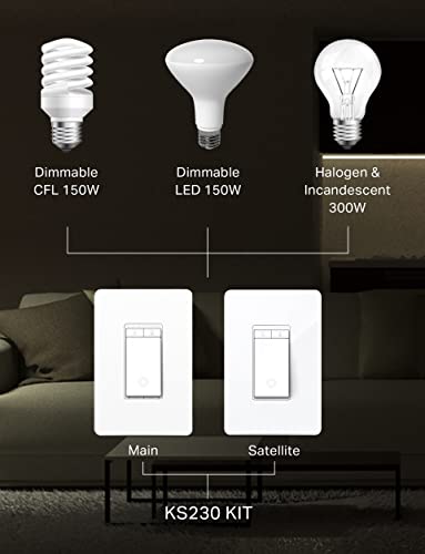 Kasa Smart 3 Way Dimmer Switch KIT, Dimmable Light Switch Compatible with Alexa, Google Assistant and SmartThings, Neutral Wire Needed, 2.4GHz, ETL Certified, No Hub Required, White (KS230 KIT v2) - Image 2