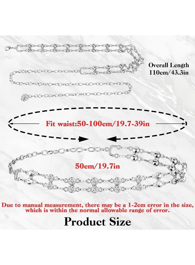 Amaxiu Women Rhinestone Chain Belt for Dress - Metal Flower Adjustable Crystal Slim Waist Belt, 110 - Image 5
